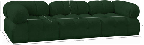 Darcy 102" Green Boucle Fabric Upholstered Sofa, 3-Piece