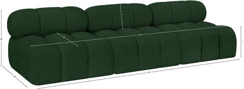 Darcy 102" Green Boucle Fabric Upholstered Armless Sofa, 3-Piece