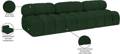 Darcy 102" Green Boucle Fabric Upholstered Armless Sofa, 3-Piece