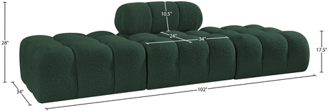 Darcy 102" Green Boucle Fabric Upholstered Sofa, 3-Piece (Style 2)