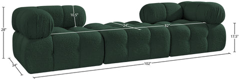 Darcy 102" Green Boucle Fabric Upholstered Sofa, 3-Piece (Style 3)