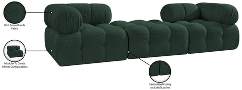 Darcy 102" Green Boucle Fabric Upholstered Sofa, 3-Piece (Style 3)