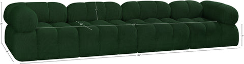 Darcy 136" Green Boucle Fabric Upholstered Sofa, 4-Piece