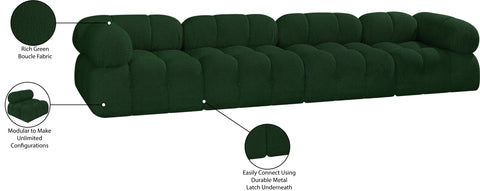 Darcy 136" Green Boucle Fabric Upholstered Sofa, 4-Piece