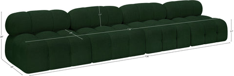 Darcy 136" Green Boucle Fabric Upholstered Armless Sofa, 4-Piece
