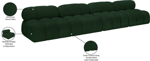 Darcy 136" Green Boucle Fabric Upholstered Armless Sofa, 4-Piece