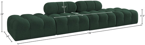 Darcy 136" Green Boucle Fabric Upholstered Sofa, 4-Piece (Style 2)