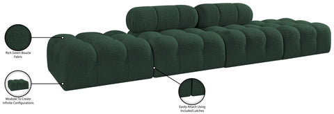 Darcy 136" Green Boucle Fabric Upholstered Sofa, 4-Piece (Style 2)