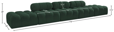 Darcy 170" Green Boucle Fabric Upholstered Sofa, 5-Piece