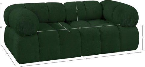 Darcy 68" Green Boucle Fabric Upholstered Loveseat, 2-Piece