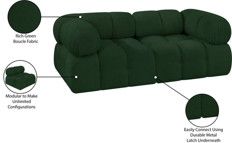 Darcy 68" Green Boucle Fabric Upholstered Loveseat, 2-Piece