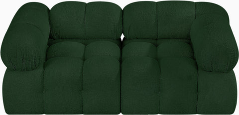 Darcy 68" Green Boucle Fabric Upholstered Loveseat, 2-Piece