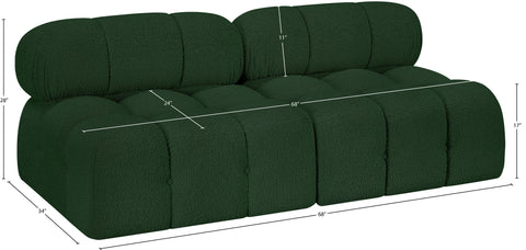 Darcy 68" Green Boucle Fabric Upholstered Armless Loveseat, 2-Piece