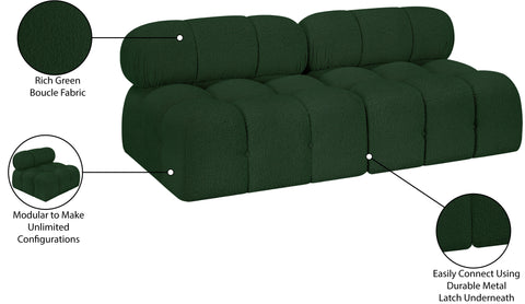 Darcy 68" Green Boucle Fabric Upholstered Armless Loveseat, 2-Piece