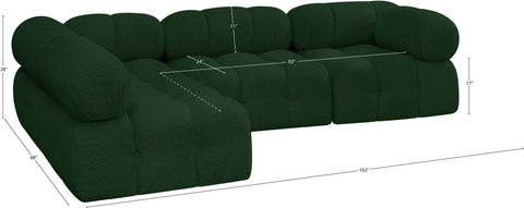 Darcy 102" Green Boucle Fabric Upholstered Sectional, 4-Piece