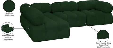 Darcy 102" Green Boucle Fabric Upholstered Sectional, 4-Piece