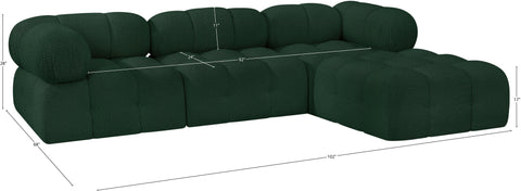 Darcy 102" Green Boucle Fabric Upholstered Sectional, 4-Piece (Style 2)