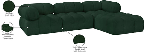 Darcy 102" Green Boucle Fabric Upholstered Sectional, 4-Piece (Style 2)