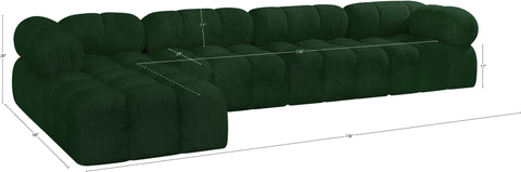 Darcy 136" Green Boucle Fabric Upholstered Sectional, 5-Piece (Style 2)