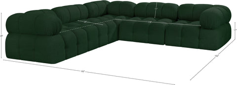 Darcy 102" Green Boucle Fabric Upholstered Sectional, 5-Piece (Style 2)
