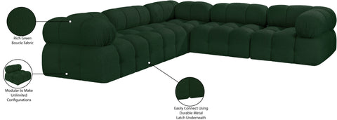 Darcy 102" Green Boucle Fabric Upholstered Sectional, 5-Piece (Style 2)