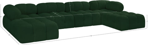 Darcy 136" Green Boucle Fabric Upholstered Sectional, 6-Piece (Style 3)