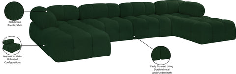 Darcy 136" Green Boucle Fabric Upholstered Sectional, 6-Piece (Style 3)