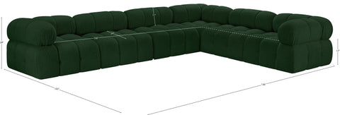 Darcy 136" Green Boucle Fabric Upholstered Sectional, 6-Piece (Style 4)