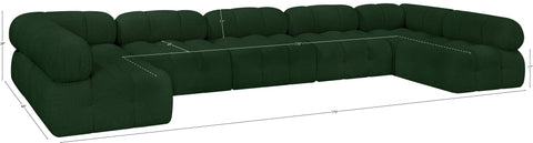 Darcy 170" Green Boucle Fabric Upholstered Sectional, 7-Piece