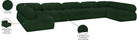 Darcy 170" Green Boucle Fabric Upholstered Sectional, 7-Piece