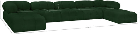 Darcy 170" Green Boucle Fabric Upholstered Sectional, 7-Piece (Style 2)