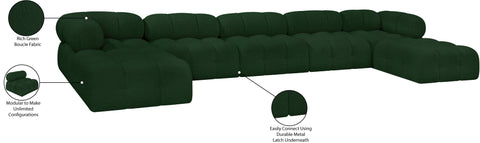 Darcy 170" Green Boucle Fabric Upholstered Sectional, 7-Piece (Style 2)
