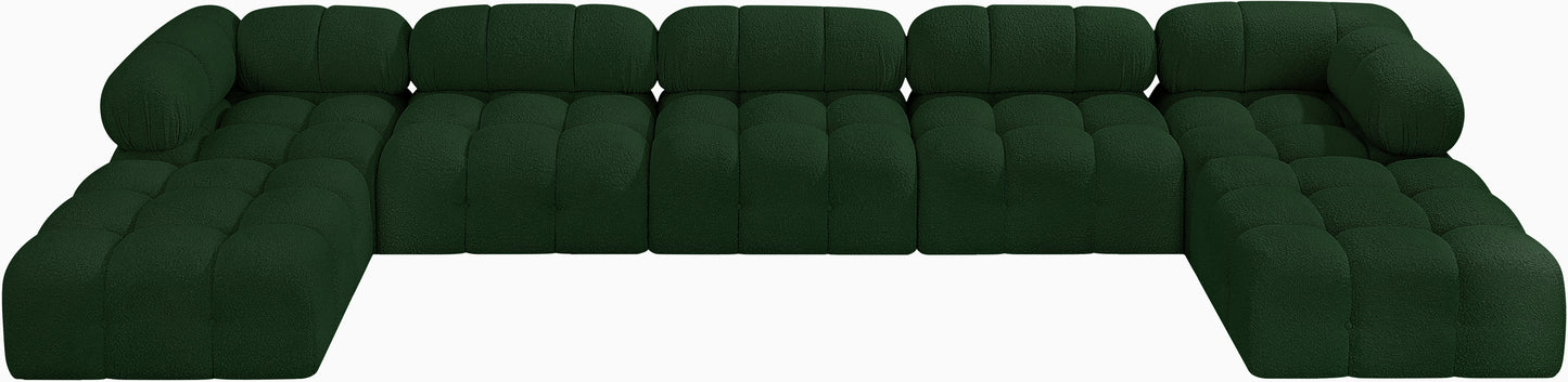 niya green boucle fabric modular sectional sec7b