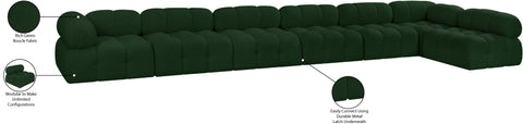 Darcy 204" Green Boucle Fabric Upholstered Sectional, 7-Piece
