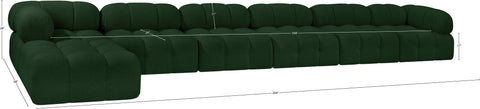 Darcy 204" Green Boucle Fabric Upholstered Sectional, 7-Piece (Style 2)