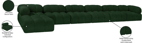 Darcy 204" Green Boucle Fabric Upholstered Sectional, 7-Piece (Style 2)
