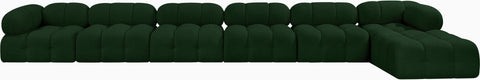 Darcy 204" Green Boucle Fabric Upholstered Sectional, 7-Piece (Style 2)