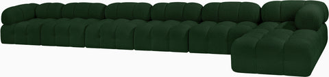 Darcy 204" Green Boucle Fabric Upholstered Sectional, 7-Piece (Style 2)