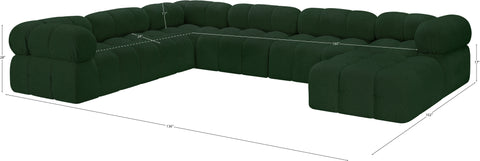 Darcy 136" Green Boucle Fabric Upholstered Sectional, 7-Piece