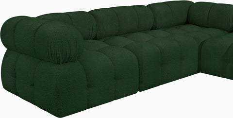 Darcy 136" Green Boucle Fabric Upholstered Sectional, 7-Piece