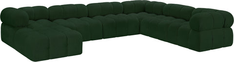 Darcy 136" Green Boucle Fabric Upholstered Sectional, 7-Piece