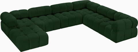 Darcy 136" Green Boucle Fabric Upholstered Sectional, 7-Piece