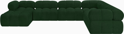 Darcy 136" Green Boucle Fabric Upholstered Sectional, 7-Piece