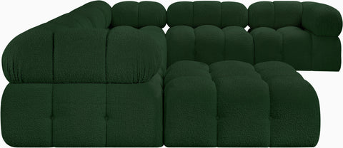 Darcy 136" Green Boucle Fabric Upholstered Sectional, 7-Piece