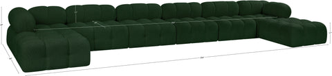 Darcy 204" Green Boucle Fabric Upholstered Sectional, 8-Piece
