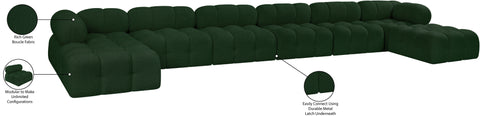 Darcy 204" Green Boucle Fabric Upholstered Sectional, 8-Piece
