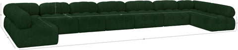 Darcy 204" Green Boucle Fabric Upholstered Sectional, 9-Piece