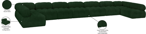 Darcy 204" Green Boucle Fabric Upholstered Sectional, 9-Piece