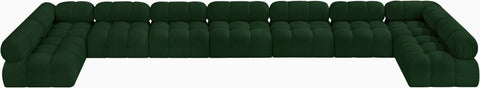 Darcy 204" Green Boucle Fabric Upholstered Sectional, 9-Piece