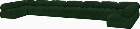 Darcy 204" Green Boucle Fabric Upholstered Sectional, 9-Piece